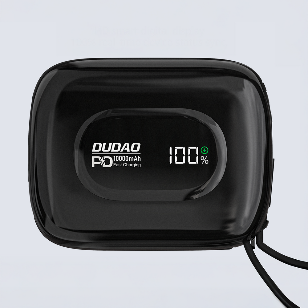 Dudao K32 Powerbank 22.5W 10000 mAh with Built-in USB-C/ Lightning Cable - Black