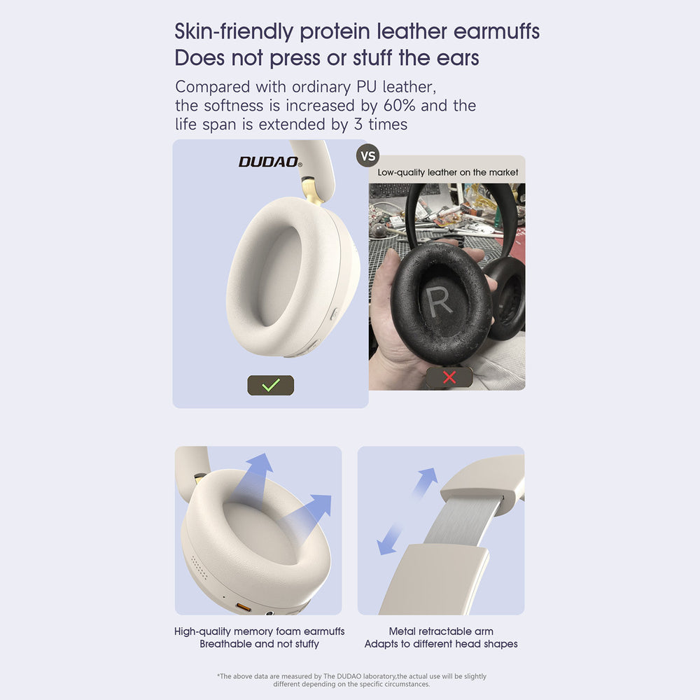Dudao X22 Max Wireless On-Ear Bluetooth Headphones med ANC - Beige