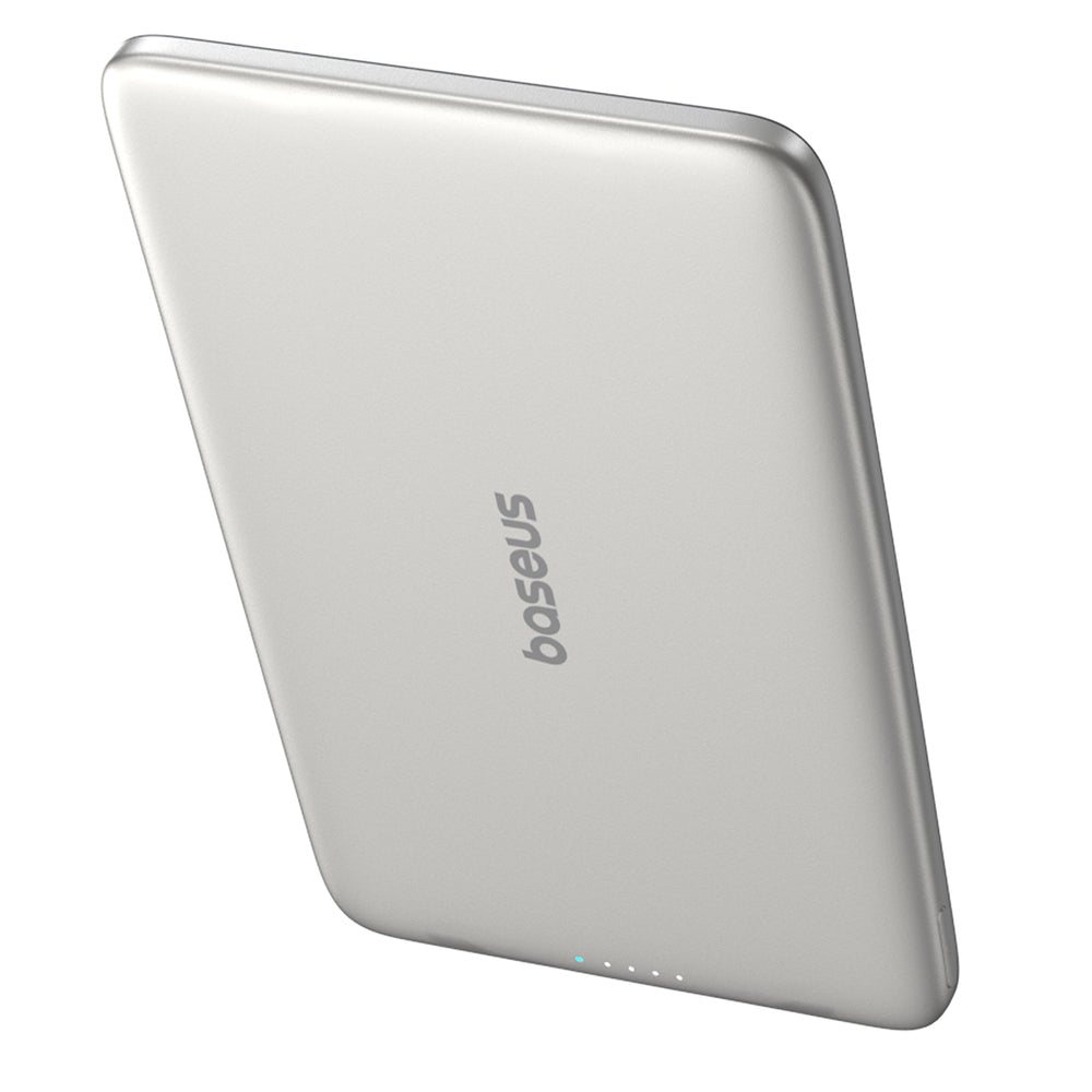Baseus PicoGo AM41 Ultra-Slim 5000mAh 20W MagSafe Compatible Power Bank with Bases Simple USB-C 60W 30cm Cable - Titanium