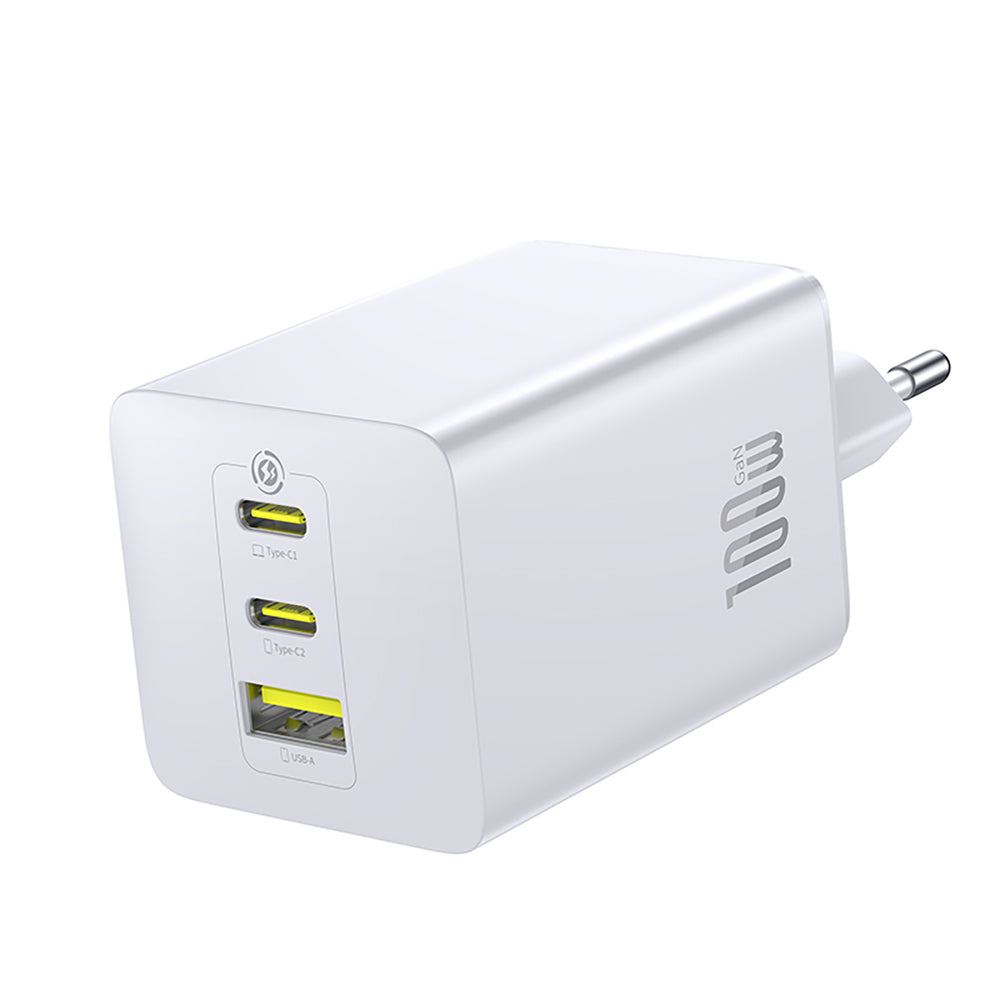 Baseus EnerFill FE11 2 x USB-C / USB-A 100W vægoplader - hvid