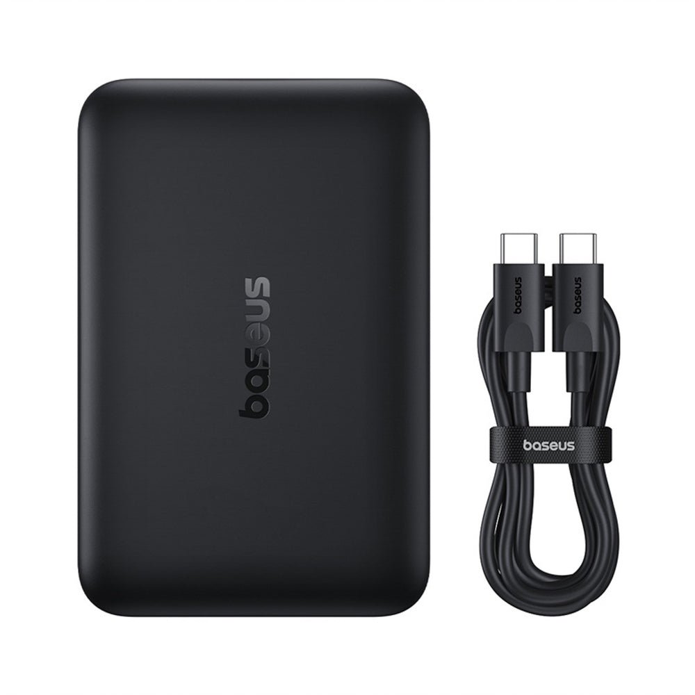Baseus EnerFill FM11 Ultra-Mini 10000mAh 22.5W MagSafe Kompatibel Power Bank med Baseus Simple USB-C 20V/3A 30cm Kabel - sort