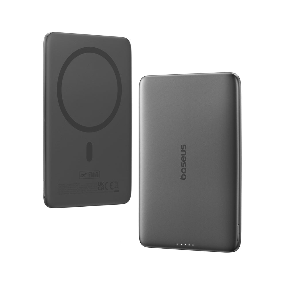 Baseus PicoGo AM41 Ultra-Slim 5000mAh 20W MagSafe Compatible Power Bank with Baseus Simple USB-C 60W 30cm Cable - Black