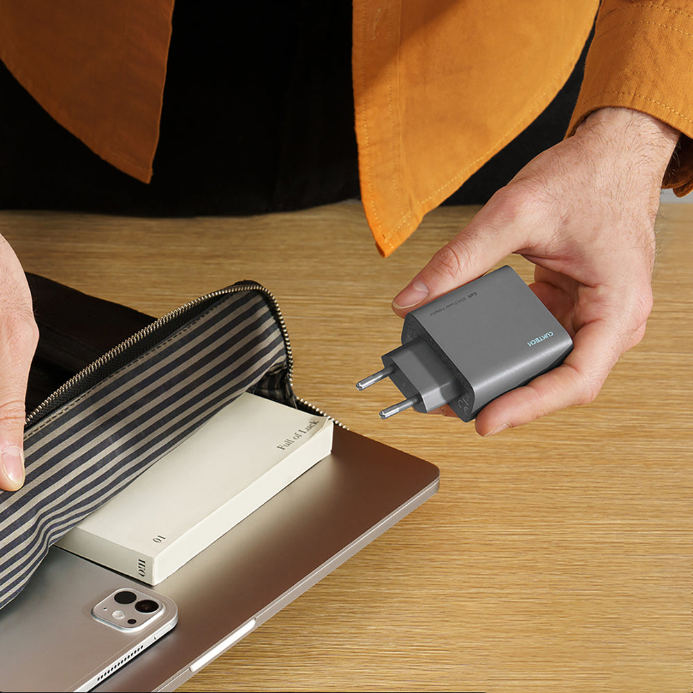 Cuktech CUKAD653EUGR 65W GaN Wall Charger 2 x USB-C 1 x USB-A - Grå