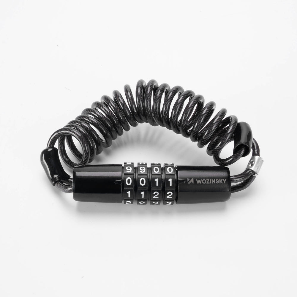 Wozinsky WBN-01R cykellås til cykelhjelm, vandtæt, 4-cifret kombination - sort