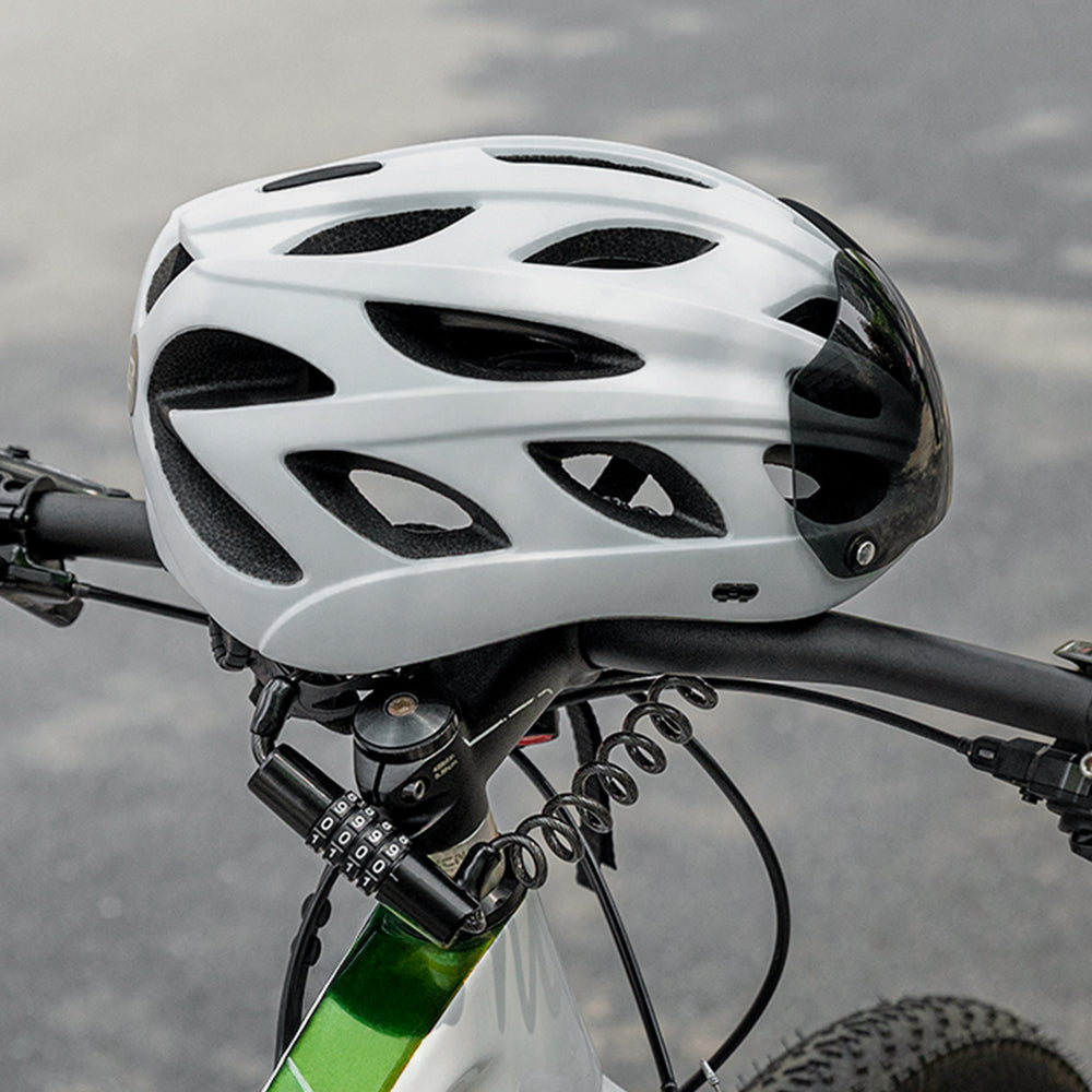 Wozinsky WBN-01R cykellås til cykelhjelm, vandtæt, 4-cifret kombination - sort
