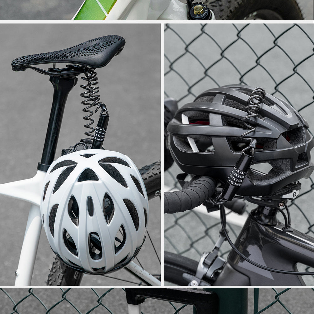 Wozinsky WBN-01R cykellås til cykelhjelm, vandtæt, 4-cifret kombination - sort