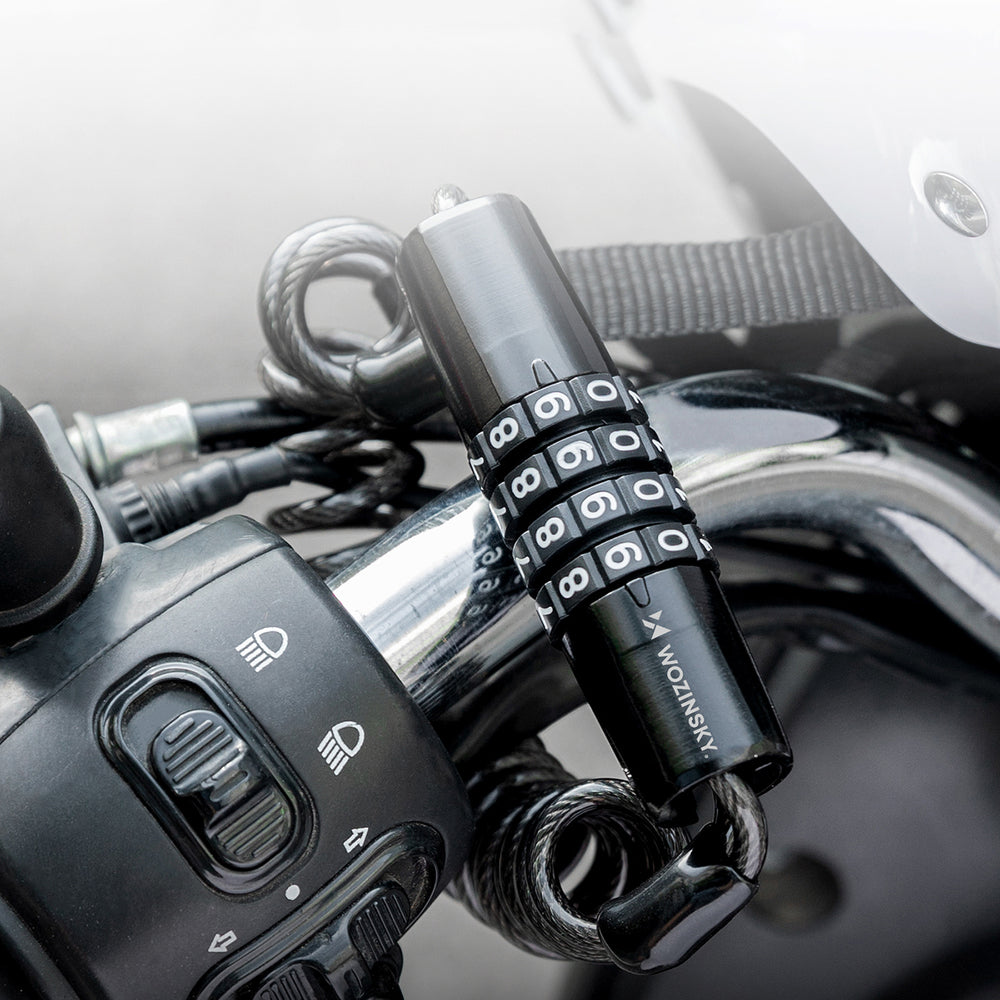 Wozinsky WBN-01R cykellås til cykelhjelm, vandtæt, 4-cifret kombination - sort