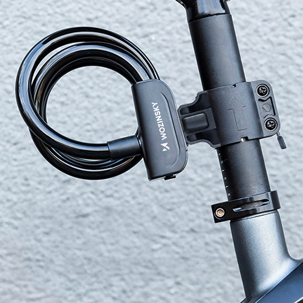 Wozinsky WPB-01R bærbar cykellås med tyveribeskyttelseskabel og 2 nøgler til elektriske cykler og motorcykler - sort