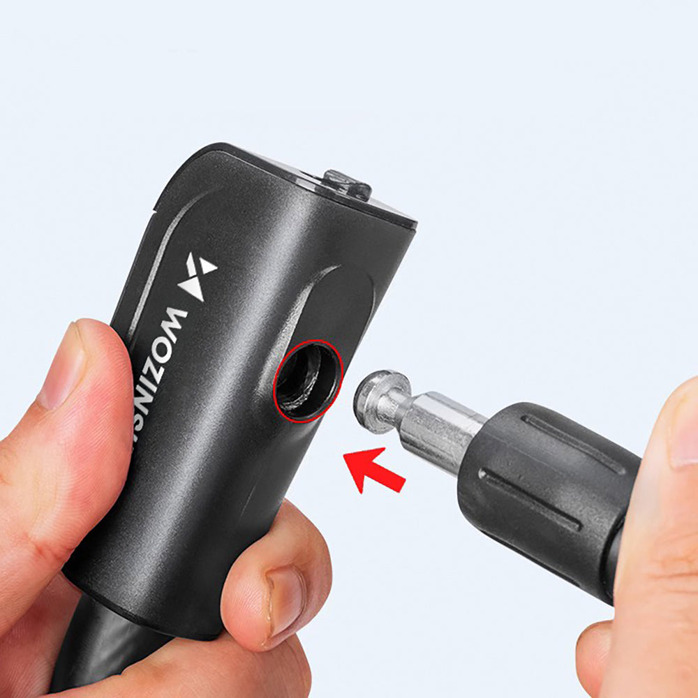 Wozinsky WPB-01R bærbar cykellås med tyveribeskyttelseskabel og 2 nøgler til elektriske cykler og motorcykler - sort