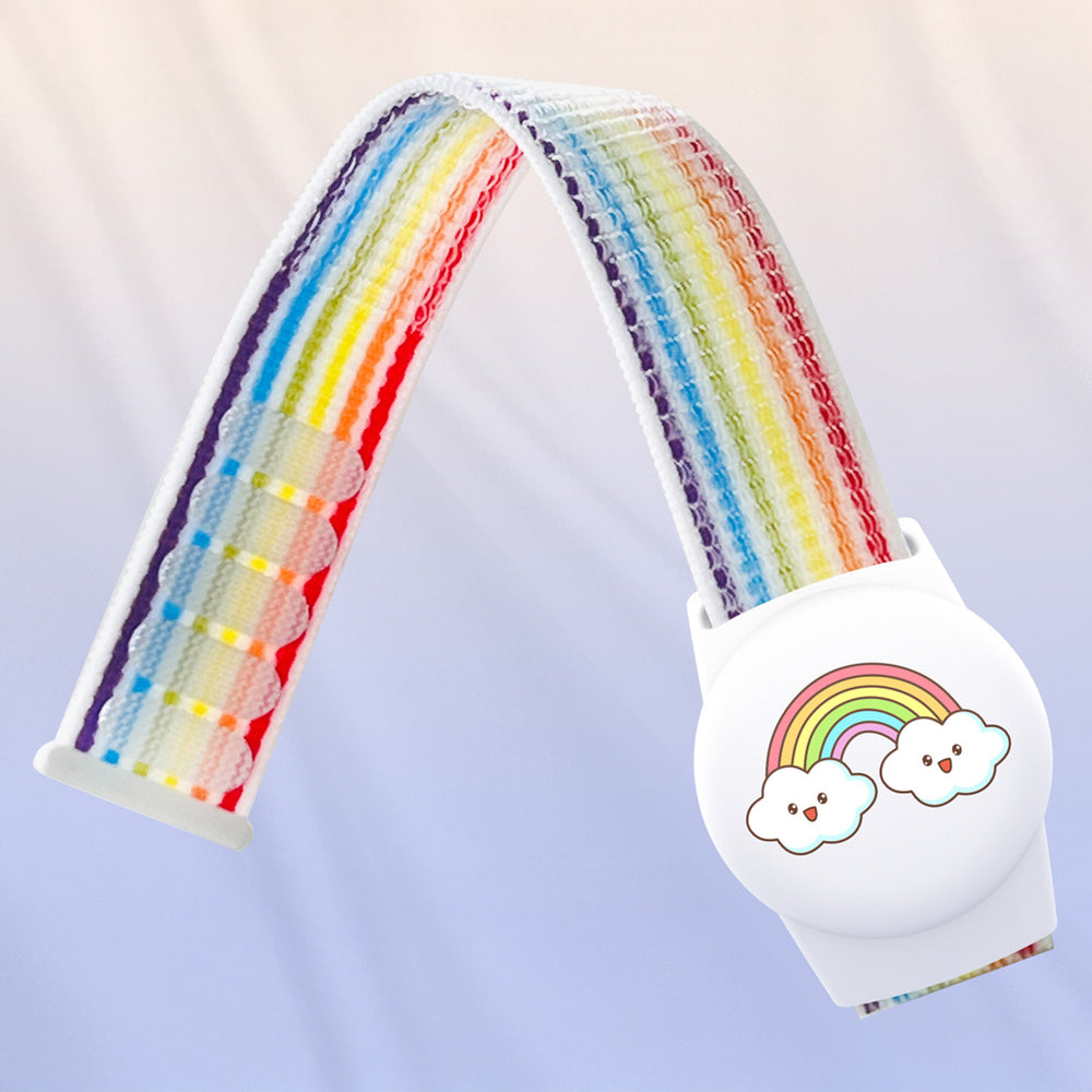 AirTag-kasse med rem til børn Nylon armbånd - med regnbuefarvet rem