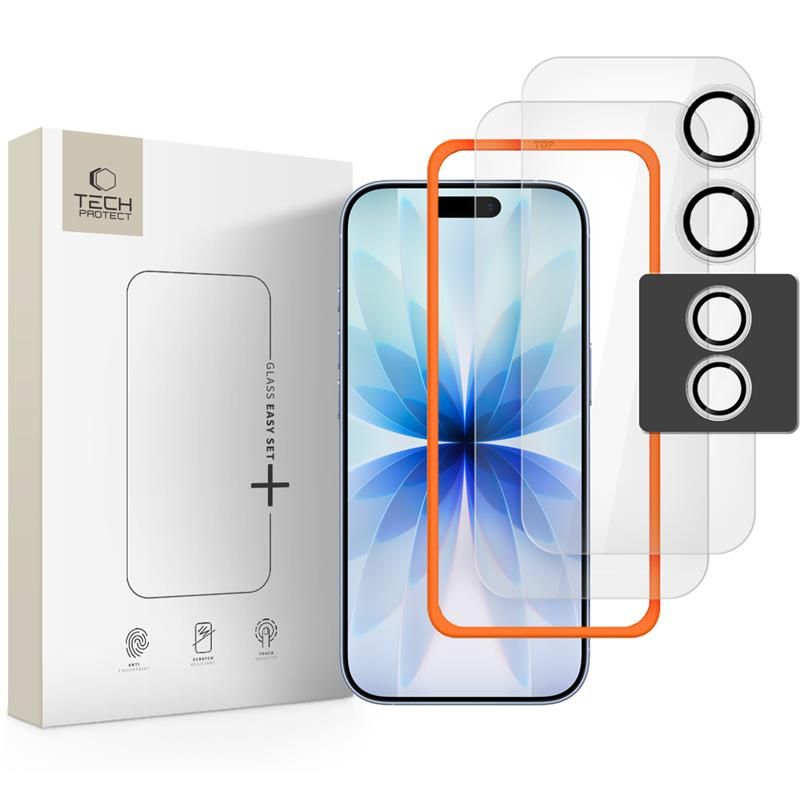 Tech-Protect Easy Set+ 3-pack hærdet glas til iPhone 17 - gennemsigtigt