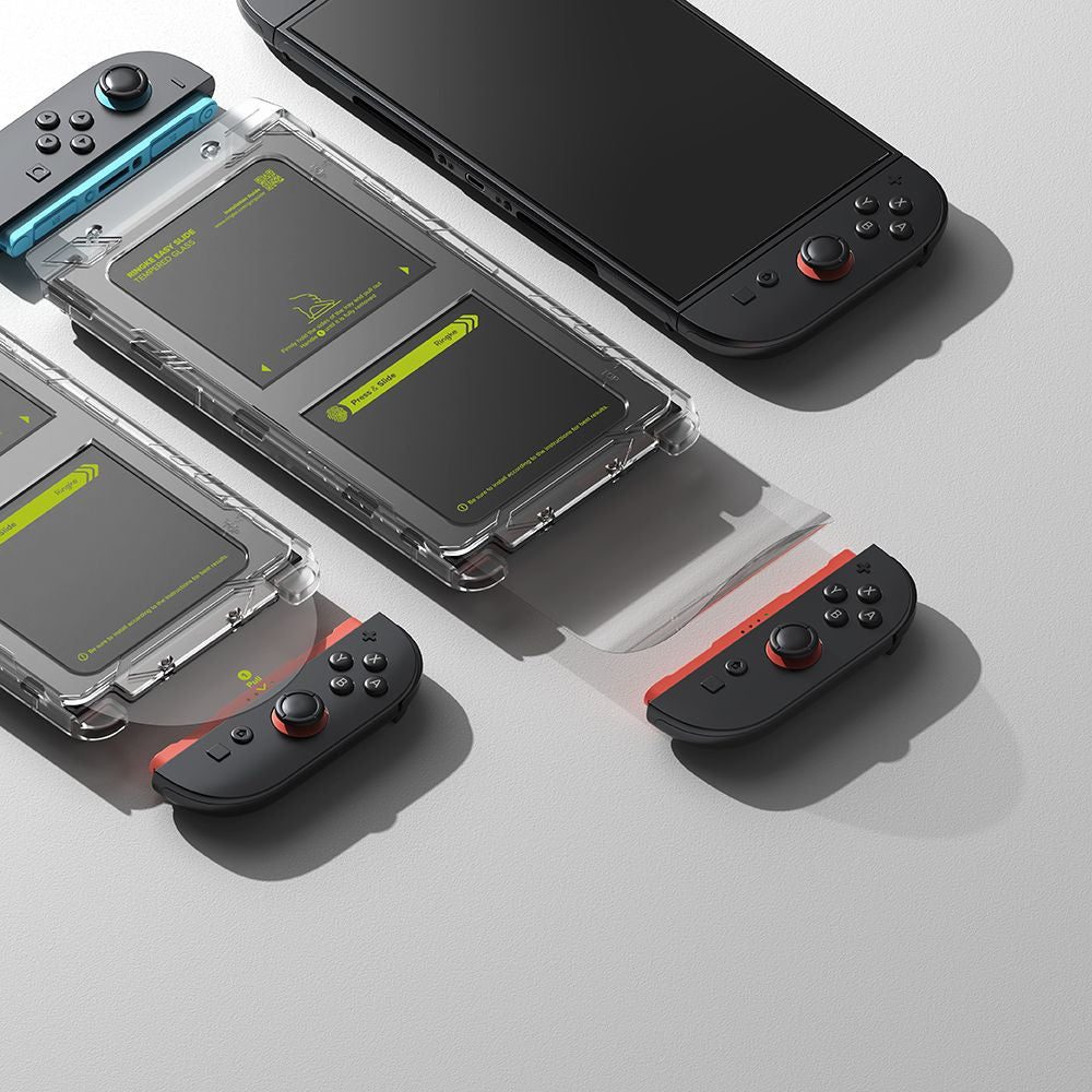 Ringke Easy Slide 2-pakke af hærdet glas til Nintendo Switch 2 - Transparent