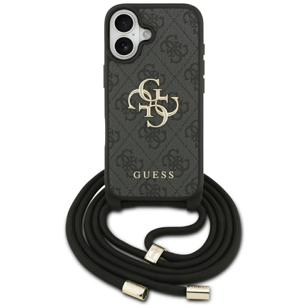 Guess 4G Big Logo Cord Stap Crossbody Case til iPhone 17 - sort