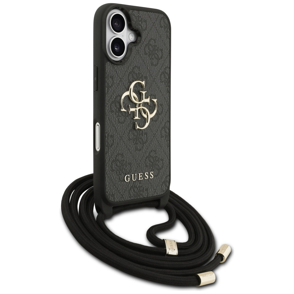 Guess 4G Big Logo Cord Stap Crossbody Case til iPhone 17 - sort