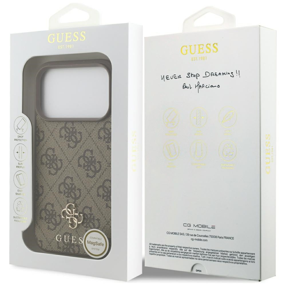 Guess 4G Small Classic Logo MagSafe case for iPhone 17 Pro - brown