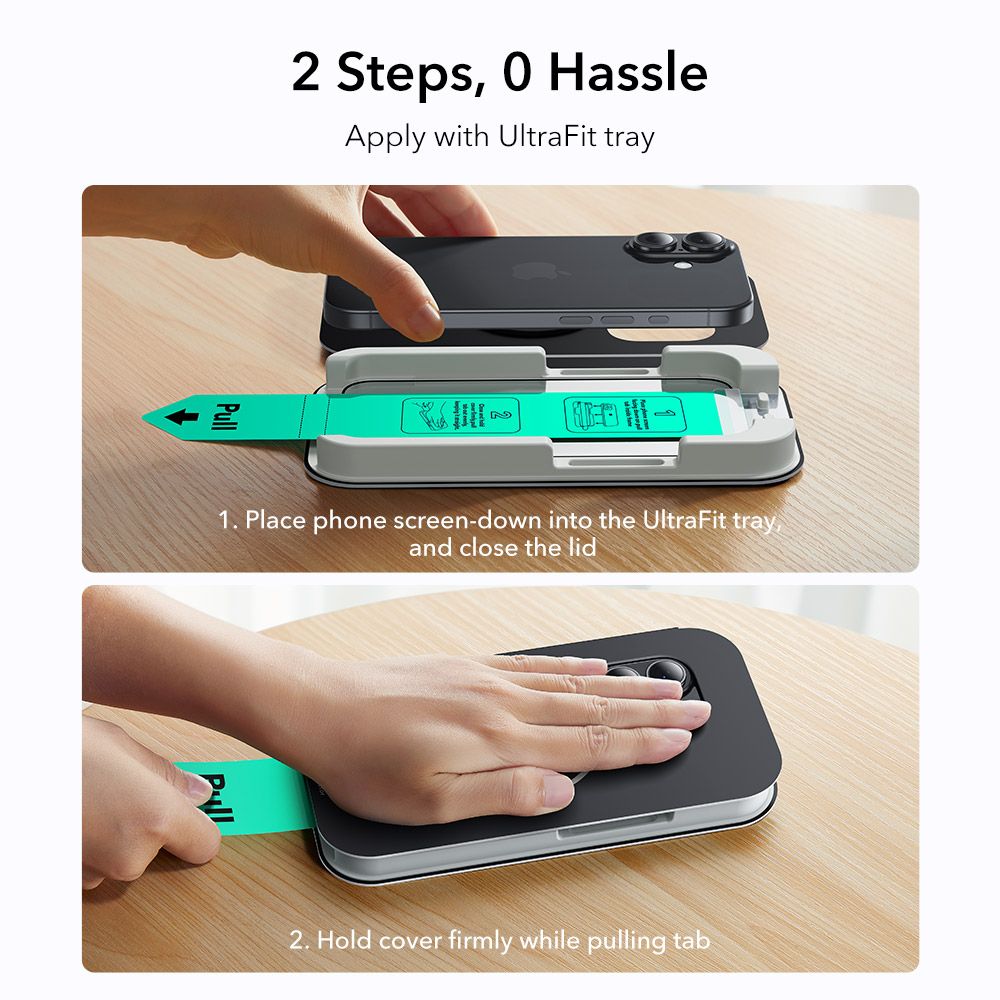 ESR UltraFit Hæmt glas 2-pakke til iPhone 16 Pro / 17 - gennemsigtigt