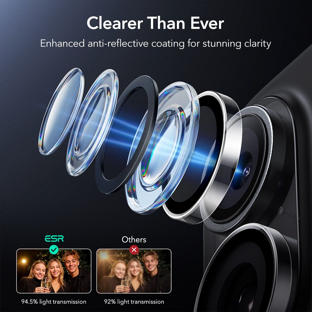 ESR Armorite Camera Cover til iPhone 16 / 16 Plus / 17 - Gennemsigtig