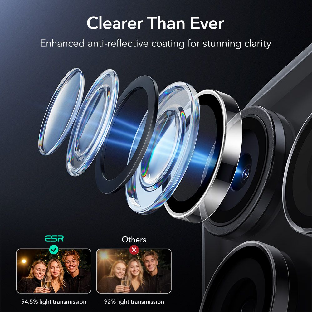 ESR Armorite Kamerabeskytter til iPhone 14 Pro / Pro Max / 15 Pro / Pro Max / 16 Pro / Pro Max / 17 Pro / Pro Max - Klar