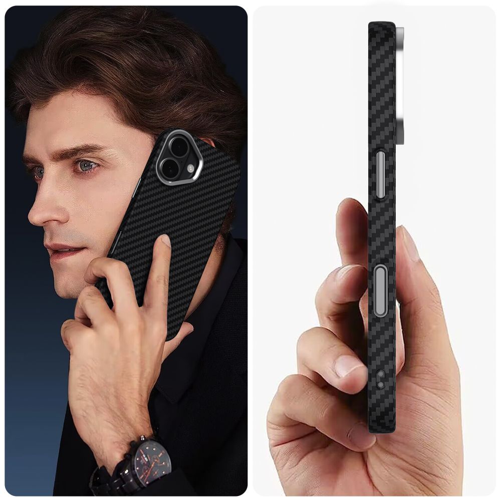 Tech-Protect Ion Carbon MagSafe-hylster til iPhone 17 - sort og sølv