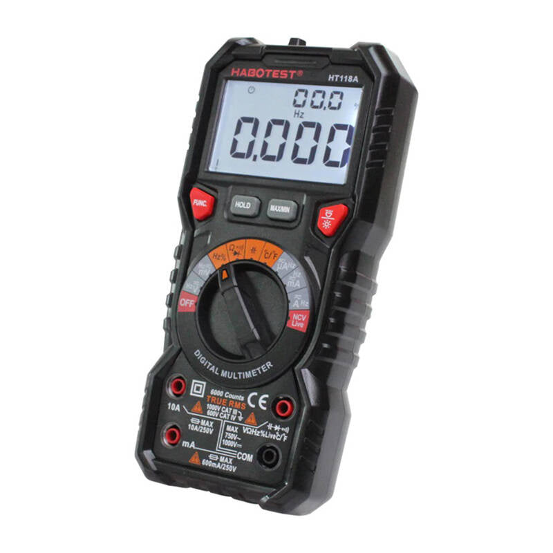 Digital multimeter med lommelygte Habotest HT118A, True RMS, NCV