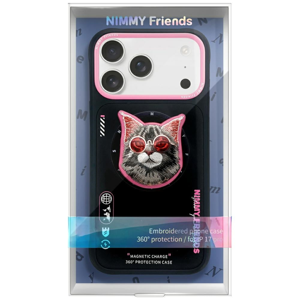 Nimmy Briller Cool Cat MagSafe Case til iPhone 17 Pro Max - sort og pink