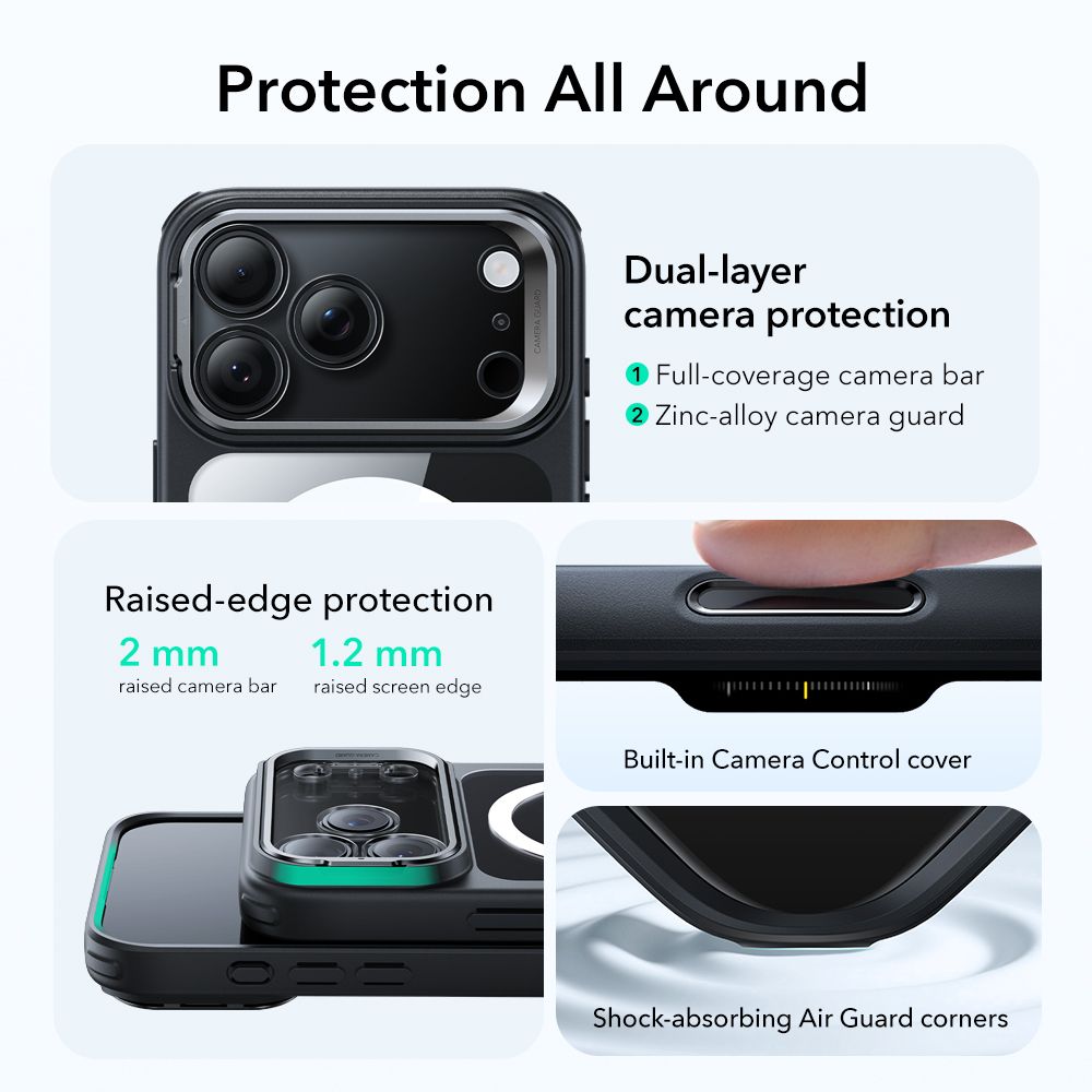 ESR Classic Hybrid Kickstand MagSafe Case til iPhone 17 Pro Max - klar sort