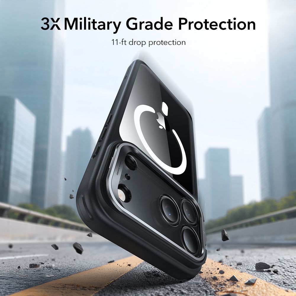 ESR Classic Hybrid Kickstand MagSafe Case til iPhone 17 Pro Max - klar sort