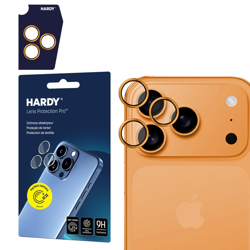 3mk HARDY Lens Protection Pro-linseglas til iPhone 17 Pro / 17 Pro Max - orange