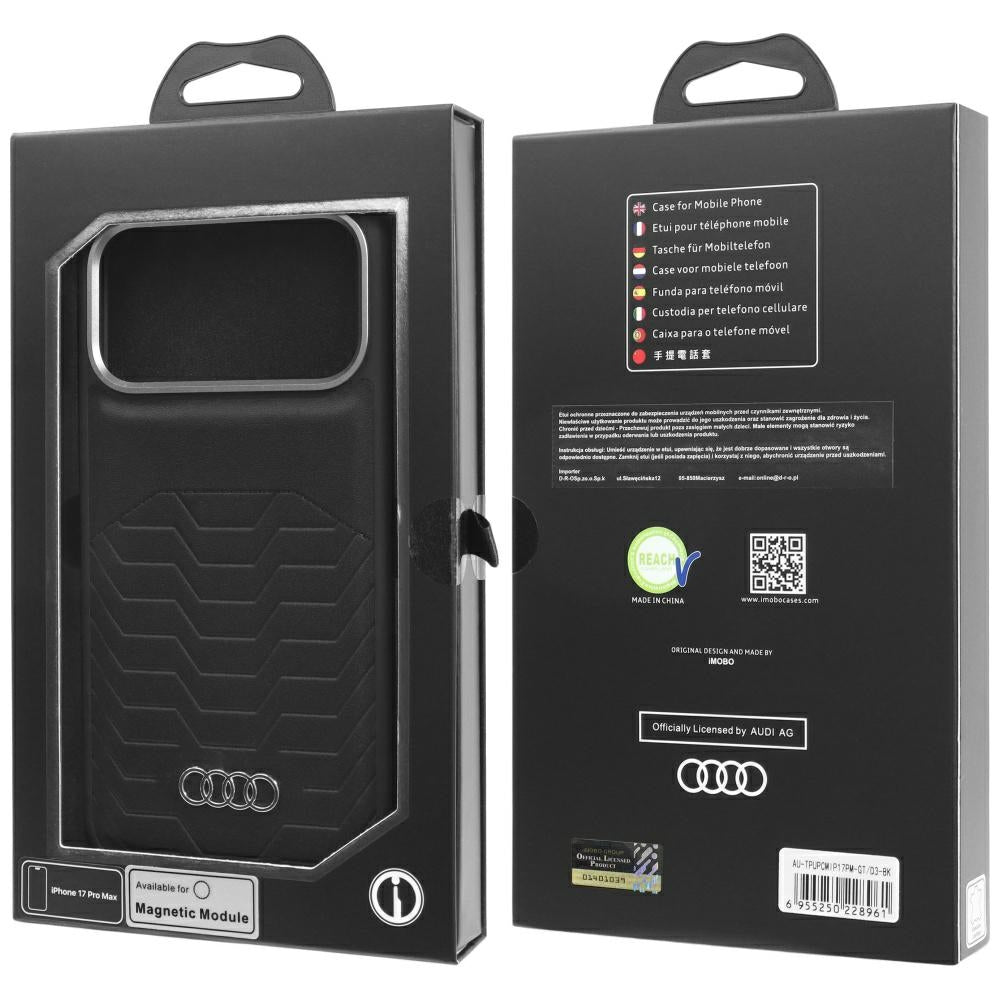 Audi GT MagSafe-foder af syntetisk læder til iPhone 17 Pro Max - sort