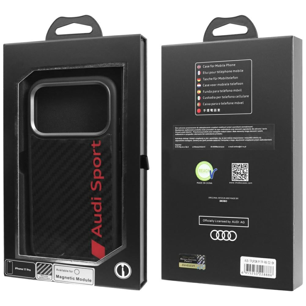 Audi R8 Carbon Fiber MagSafe Case til iPhone 17 Pro - sort