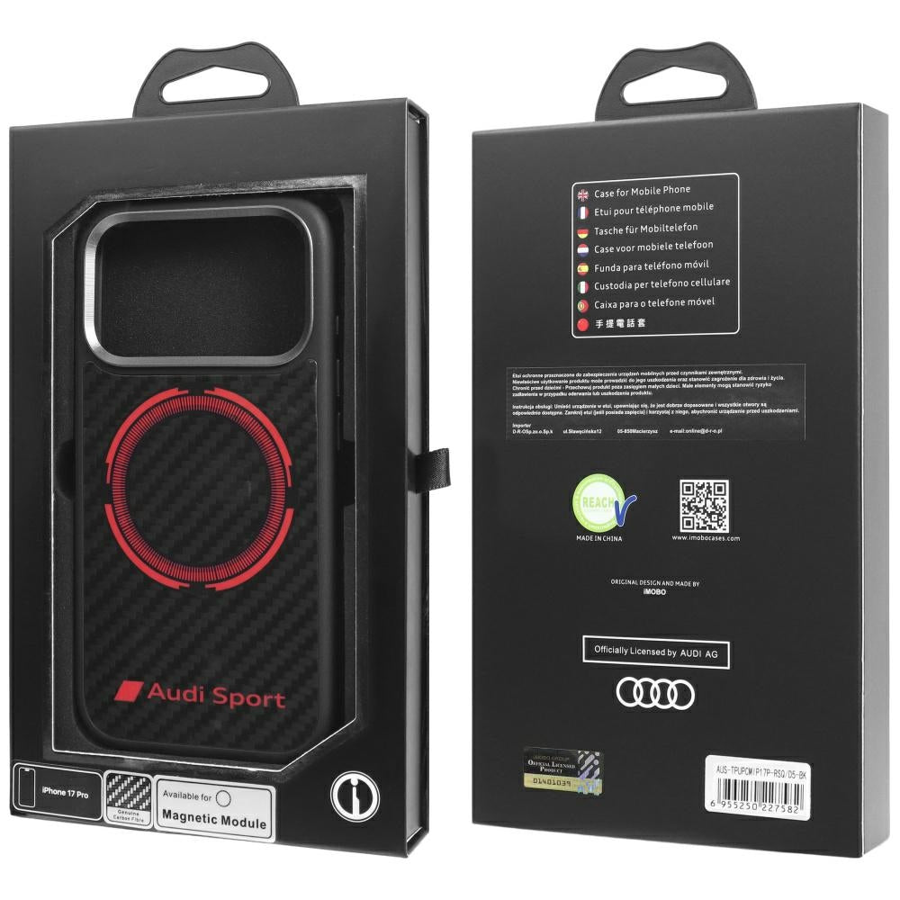 Audi RSQ Carbon Fiber Sport Red Circle MagSafe Case til iPhone 17 Pro - sort