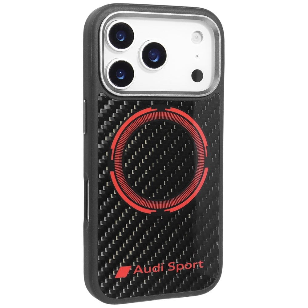 Audi RSQ Carbon Fiber Sport Red Circle MagSafe Case til iPhone 17 Pro - sort
