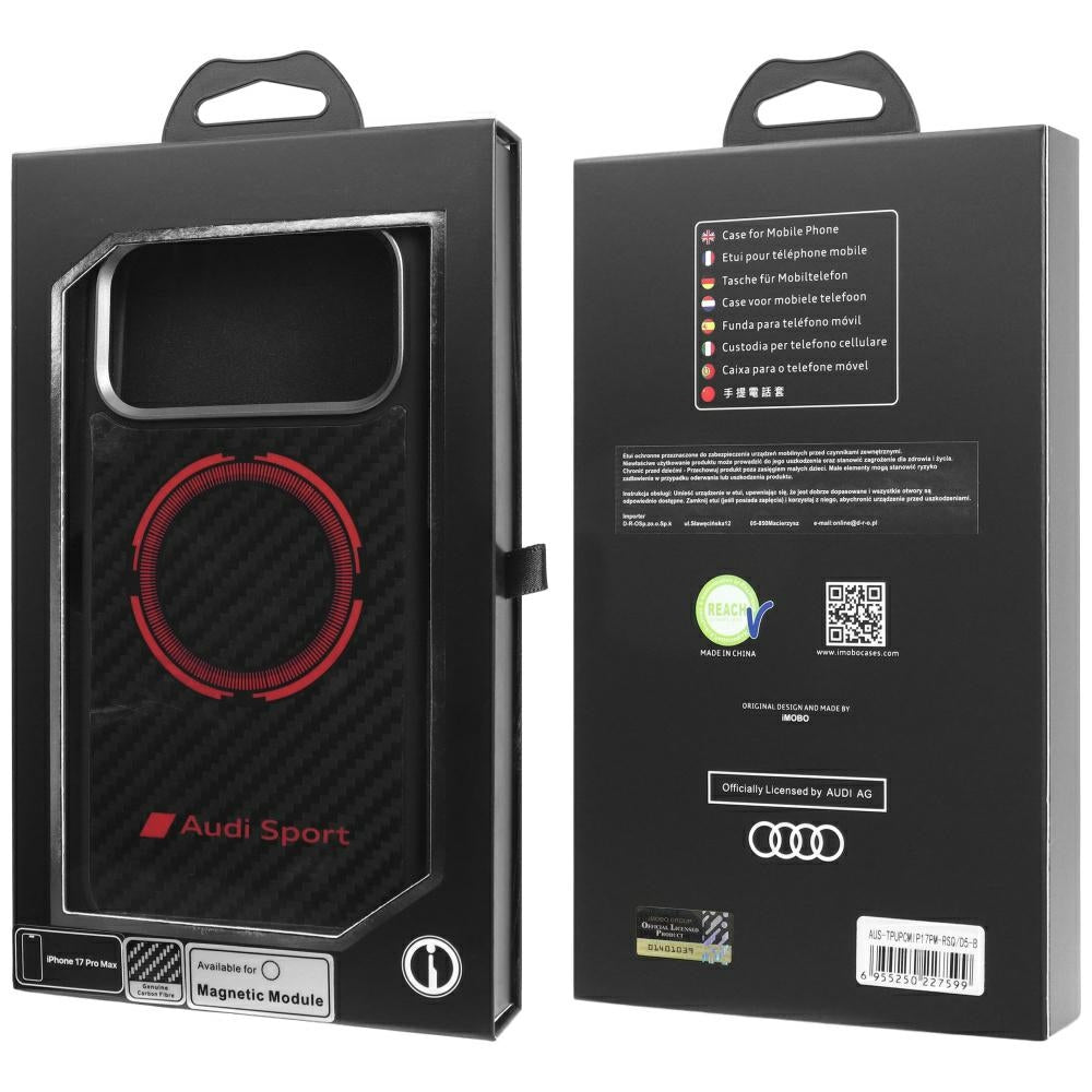 Audi RSQ Carbon Fiber Sport Red Circle MagSafe Case til iPhone 17 Pro Max - sort