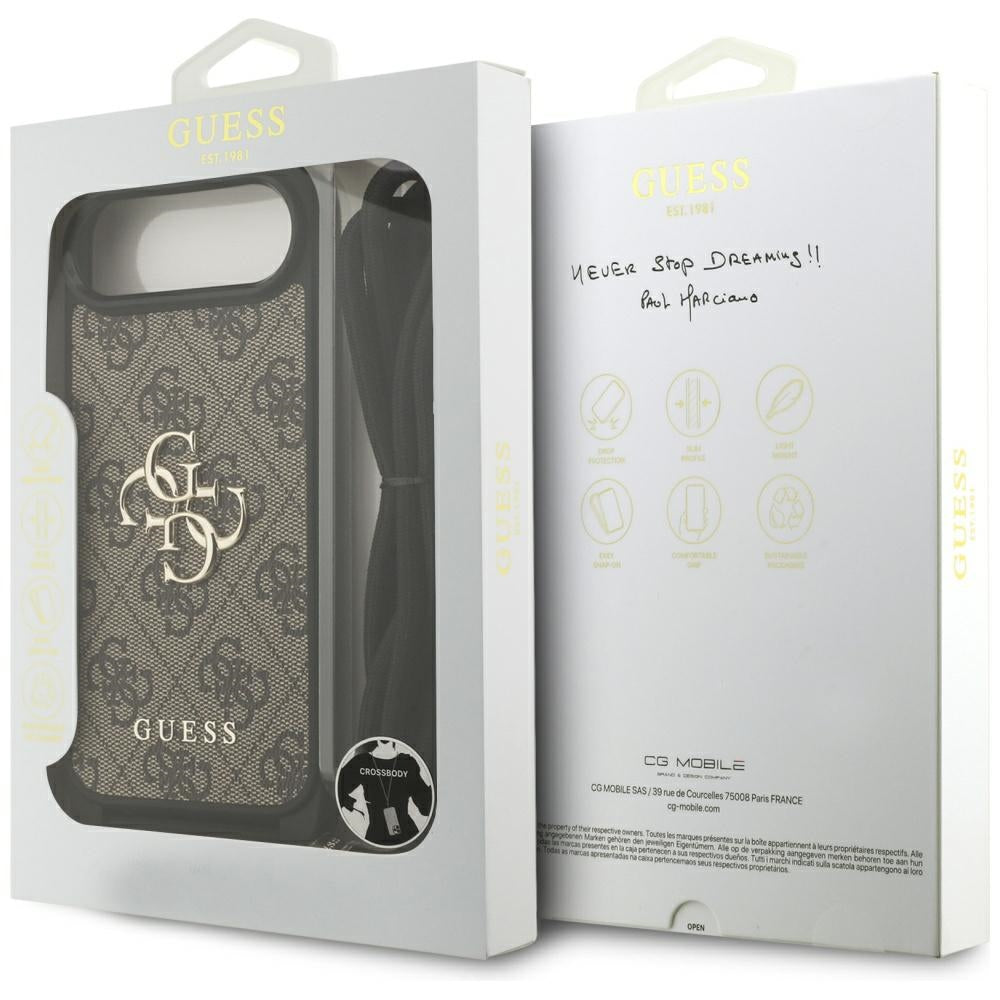 Guess 4G Big Logo Cord Stap Crossbody Case til iPhone 17 Air - Brown