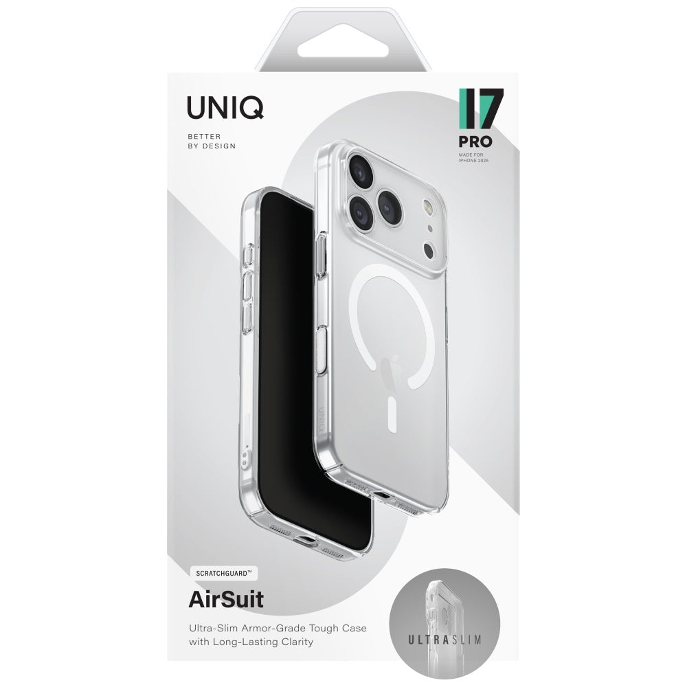Uniq Airsuit Magclick opladningsfoder til iPhone 17 Pro - gennemsigtig