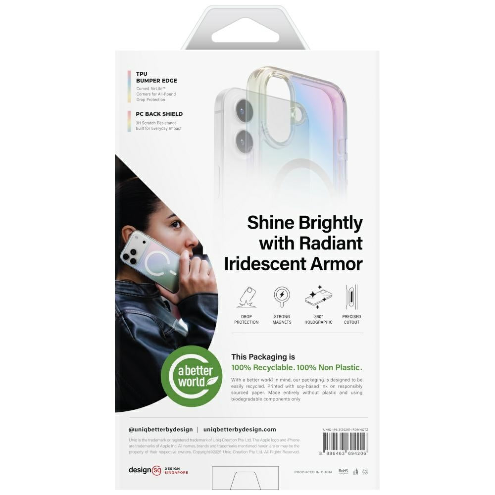 Uniq Iridescia Magclick opladningsfodral til iPhone 17 - multikolor