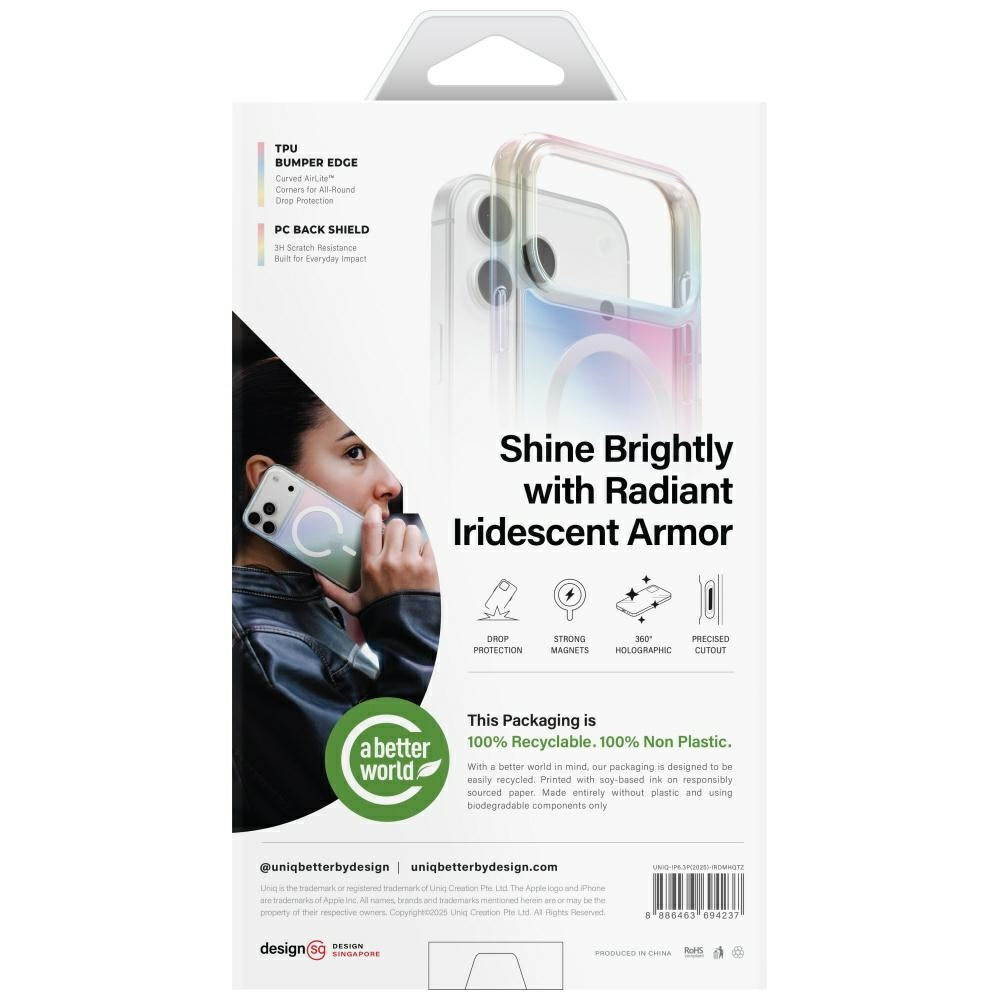 Uniq Iridescia Magclick opladningsfoder til iPhone 17 Pro - multikolor