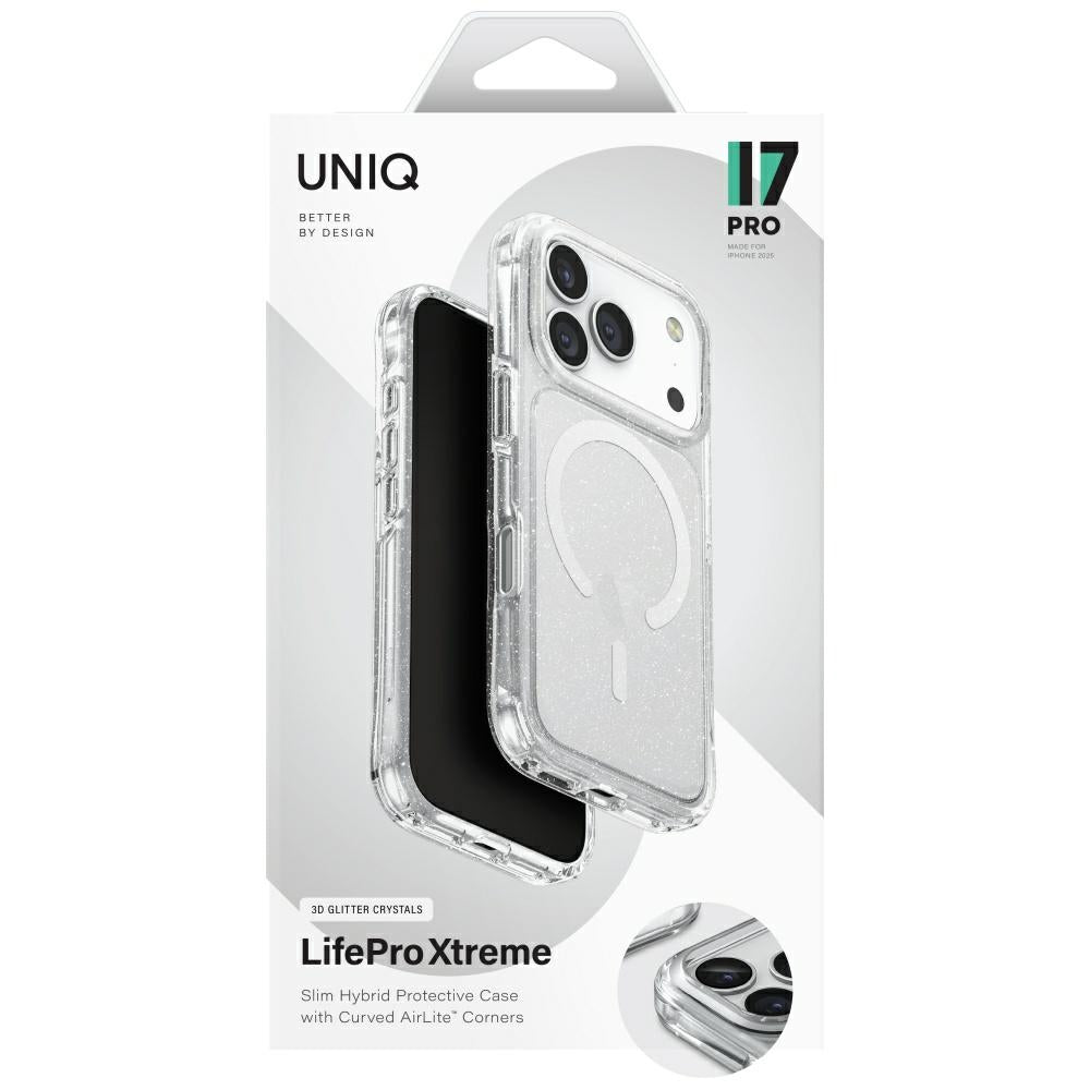 Uniq LifePro Xtreme Magclick opladningsfoder til iPhone 17 Pro - Clear-Glitter