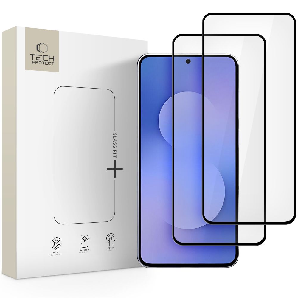 Tech-Protect Glass Fit+ 2-pakke hærdet glas til Samsung Galaxy S25 FE - sort