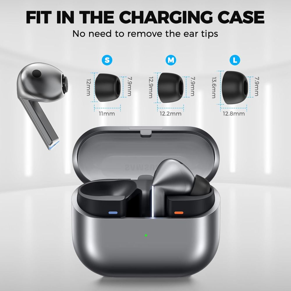 Tech-Protect Ear Tips til Samsung Galaxy Buds 3 Pro i størrelser S / M / L - sort (3 st.)