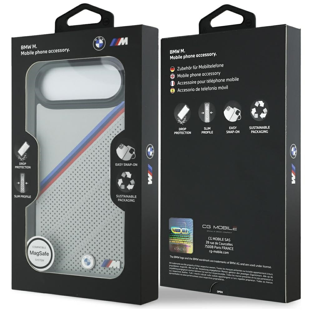 BMW M Tricolor Metal Logo MagSafe Case til iPhone 17 Air - Grå