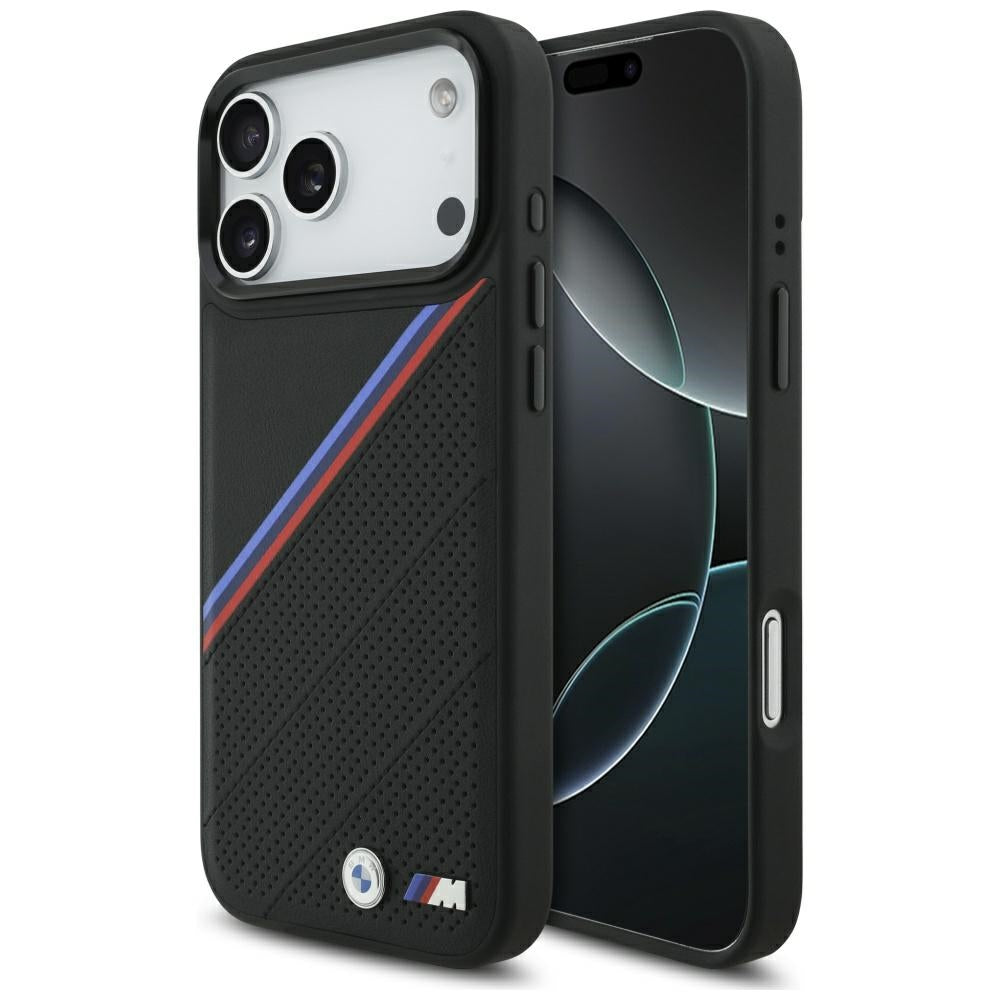 BMW M Tricolor Metal Logo MagSafe Case til iPhone 17 Pro Max - sort
