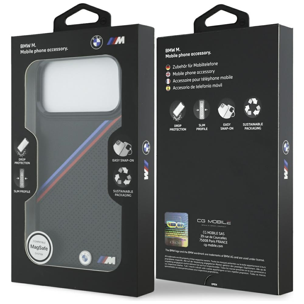 BMW M Tricolor Metal Logo MagSafe Case til iPhone 17 Pro Max - sort