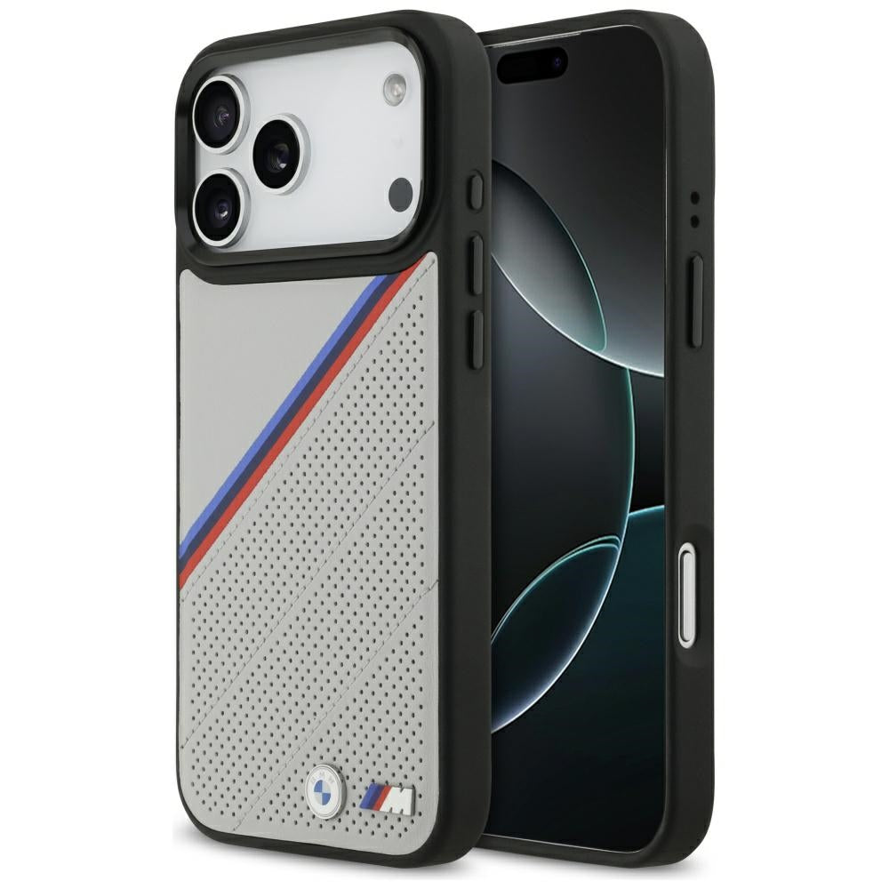 BMW M Tricolor Metal Logo MagSafe Case til iPhone 17 Pro Max - Grå