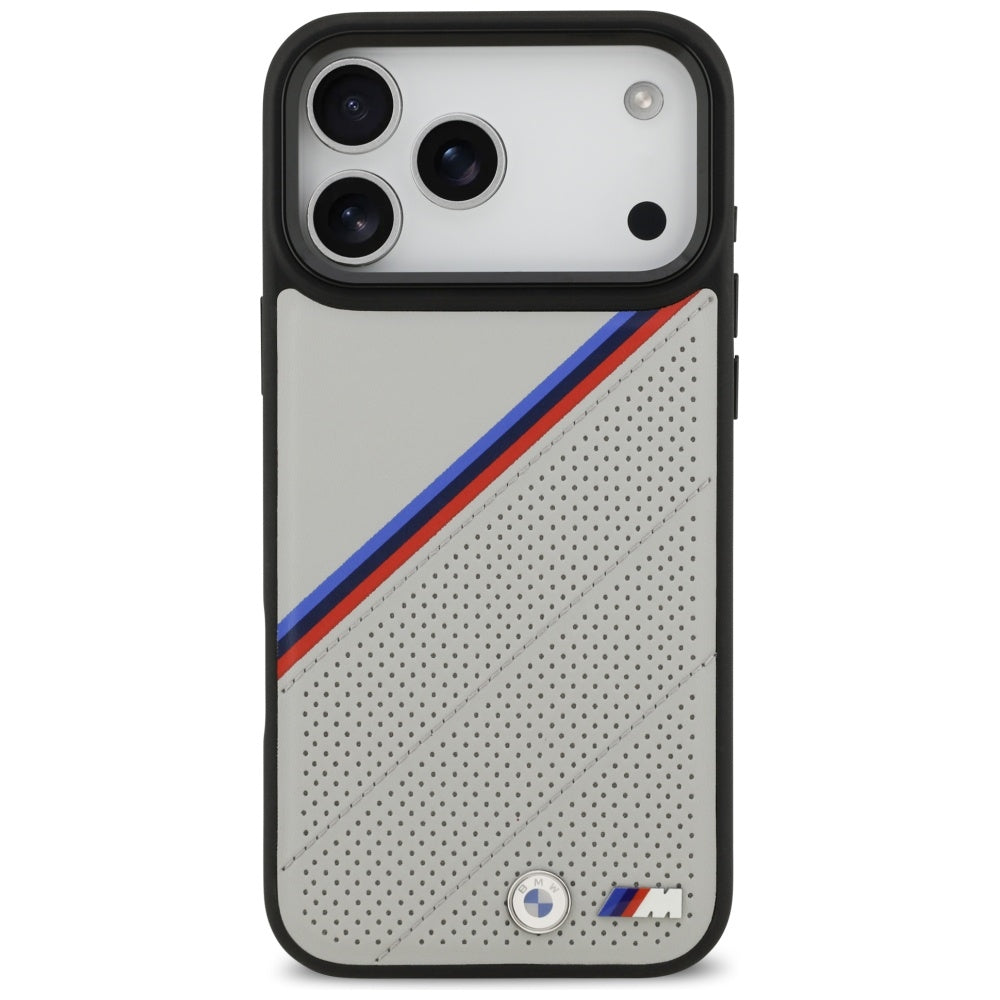 BMW M Tricolor Metal Logo MagSafe Case til iPhone 17 Pro Max - Grå
