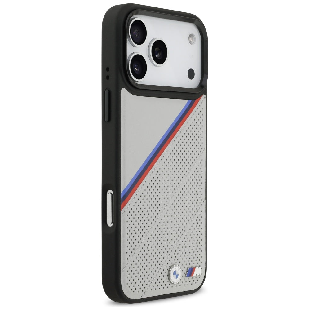 BMW M Tricolor Metal Logo MagSafe Case til iPhone 17 Pro Max - Grå