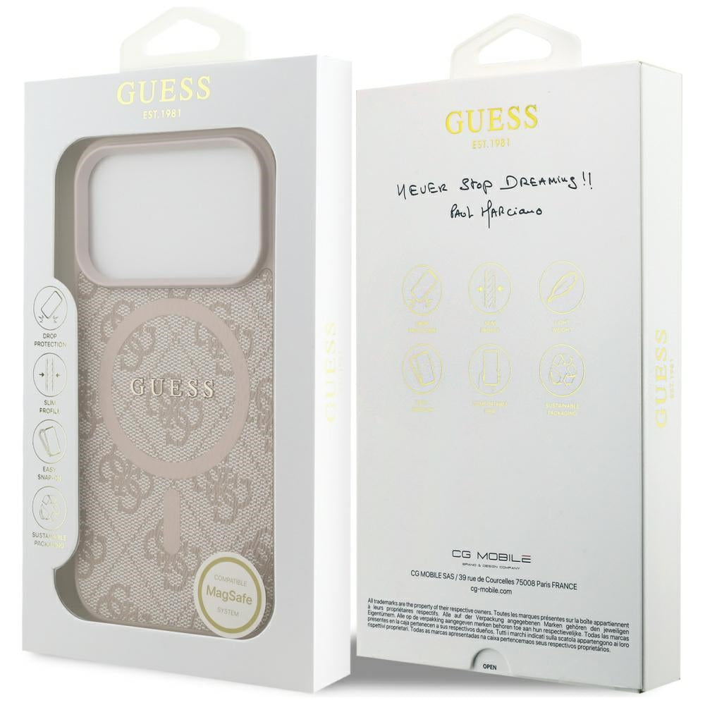 Guess 4G Ring Classic Logo MagSafe Case for iPhone 17 Pro - Pink