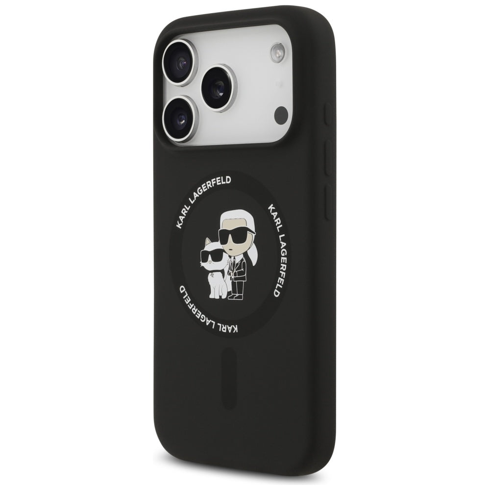 Karl Lagerfeld Silicone Karl&Choupette Ring MagSafe Case for iPhone 17 Pro - Black