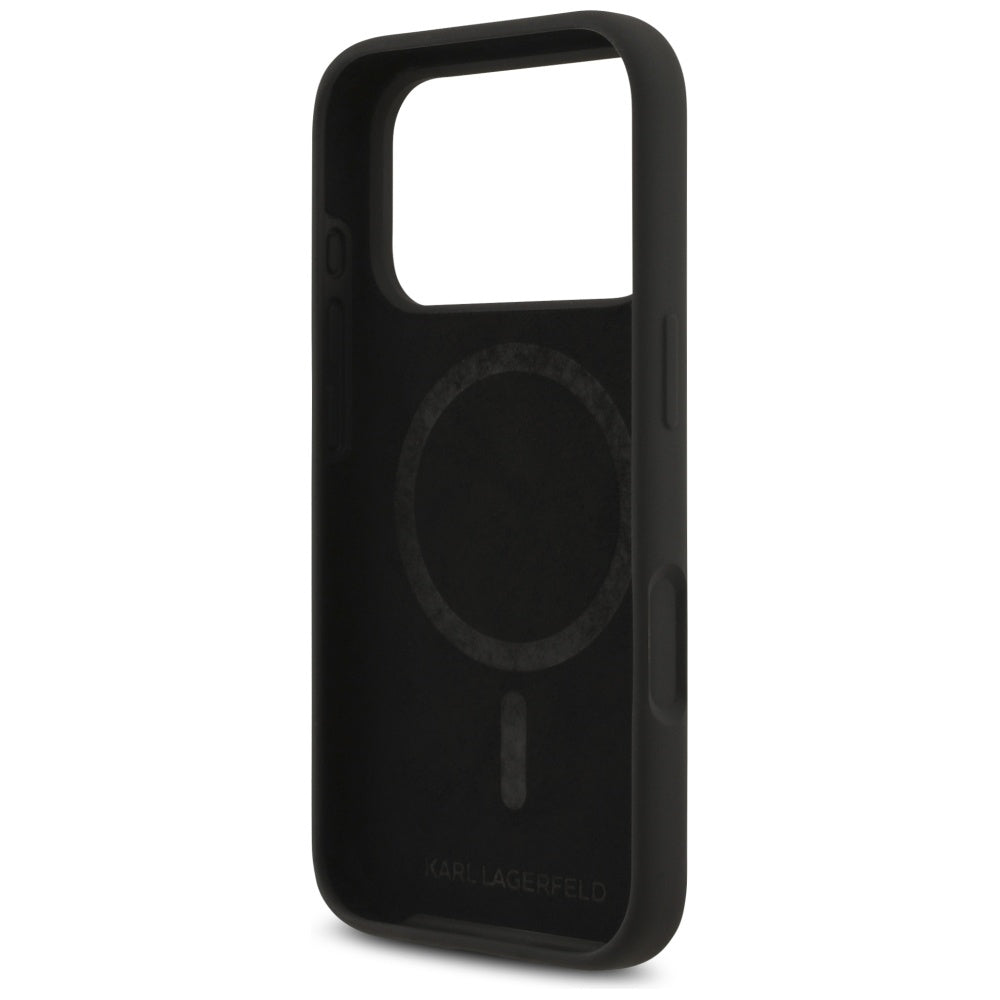 Karl Lagerfeld Silicone Karl&Choupette Ring MagSafe Case for iPhone 17 Pro - Black