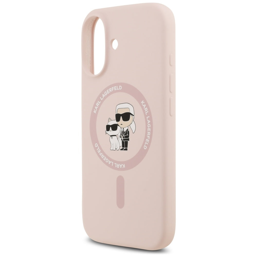 Karl Lagerfeld Silicone Karl & Choupette Ring MagSafe Case til iPhone 17 - Pink